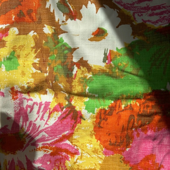 Y2K Talbots bright floral vintage barkcloth like print pencil skirt size 4P - Picture 4 of 4